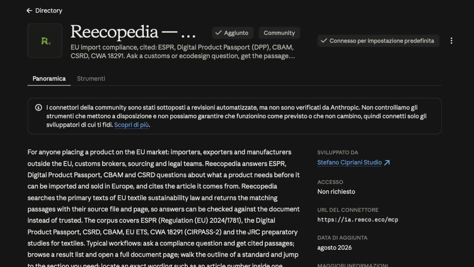 私たちのツール「Reecopedia」も現在、Anthropicディレクトリに掲載されています